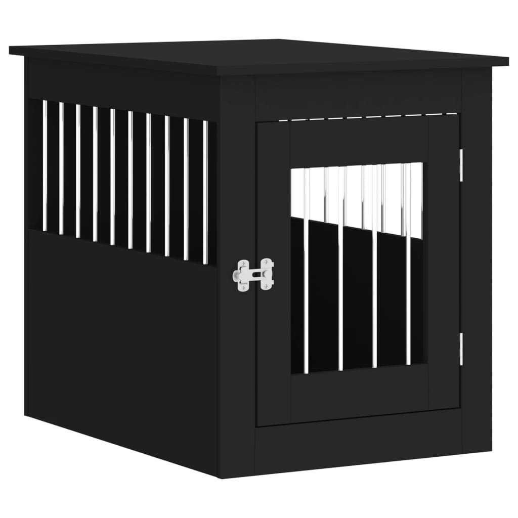 NNEVL Dog Crate Furniture Black 55x75x65 cm Engineered Wood - shop_name pets petsupplys
