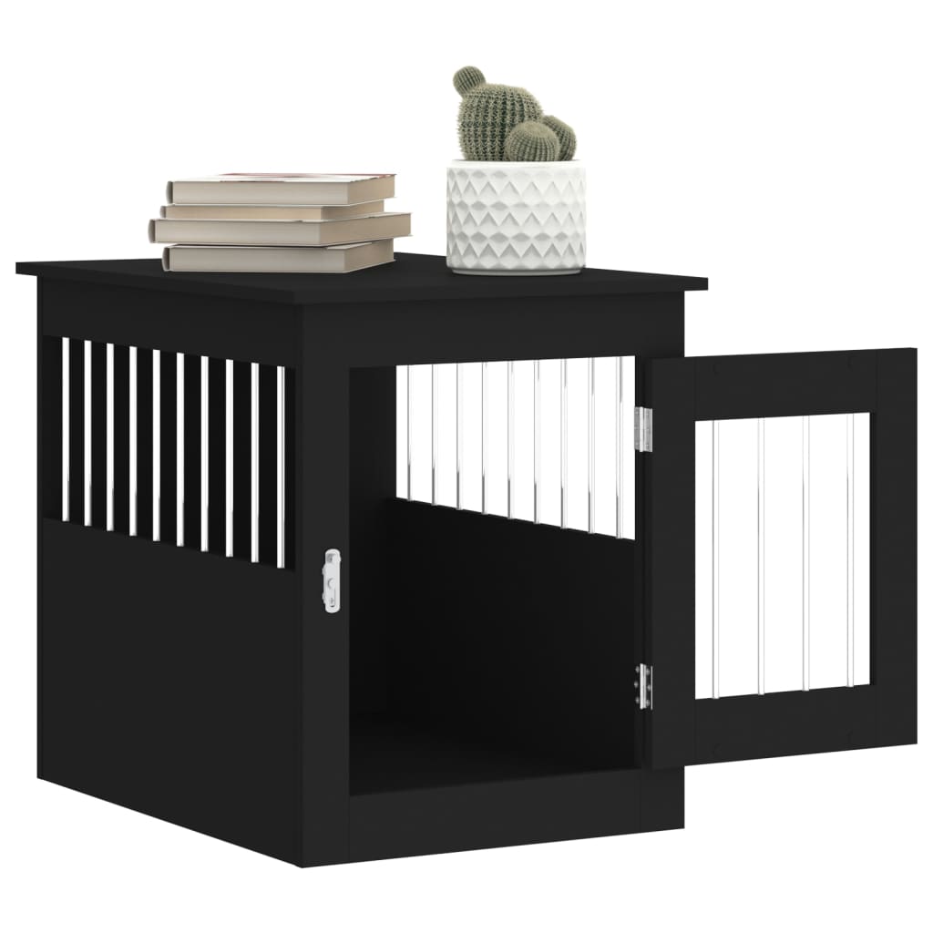 NNEVL Dog Crate Furniture Black 55x75x65 cm Engineered Wood - shop_name pets petsupplys
