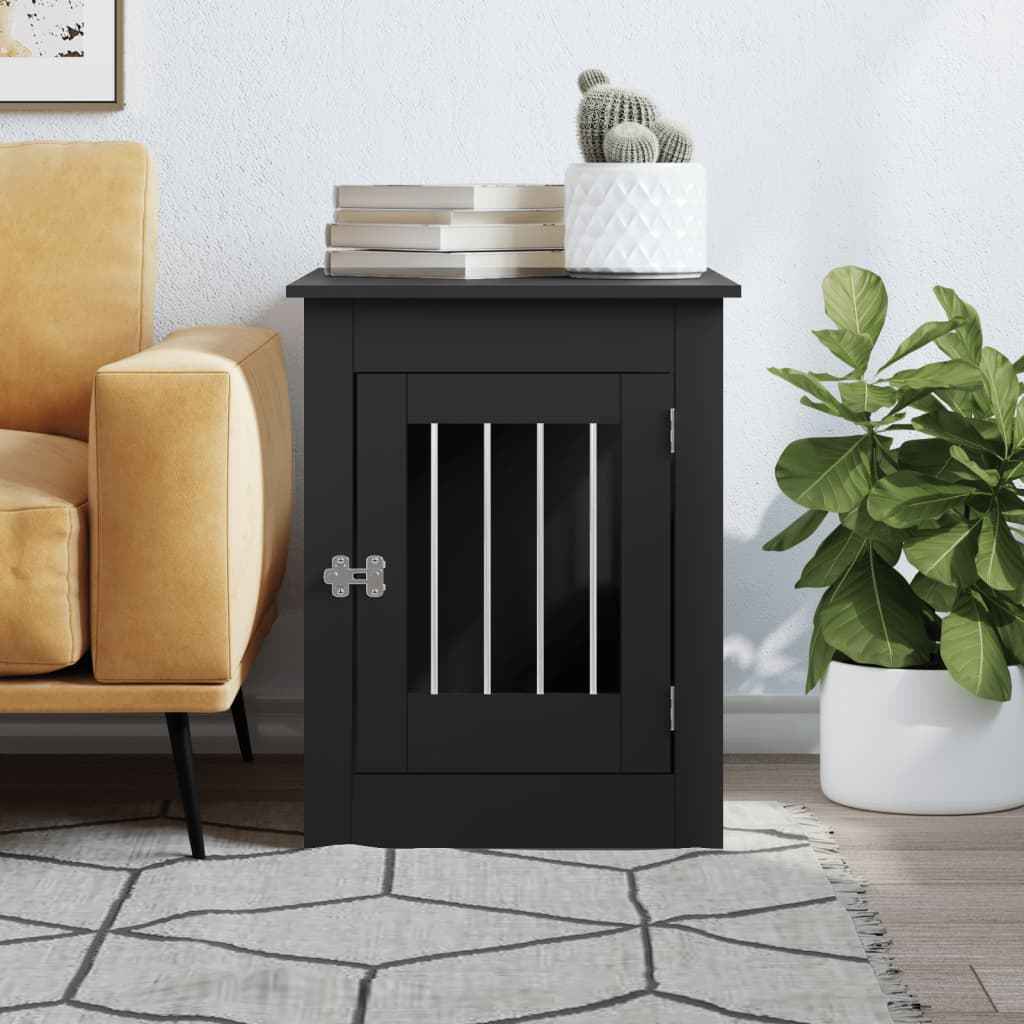 NNEVL Dog Crate Furniture Black 55x80x68 cm Engineered Wood - shop_name pets petsupplys