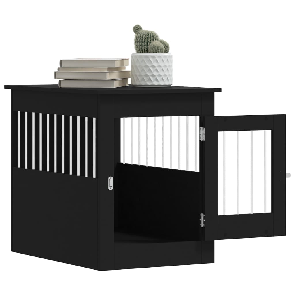 NNEVL Dog Crate Furniture Black 55x80x68 cm Engineered Wood - shop_name pets petsupplys