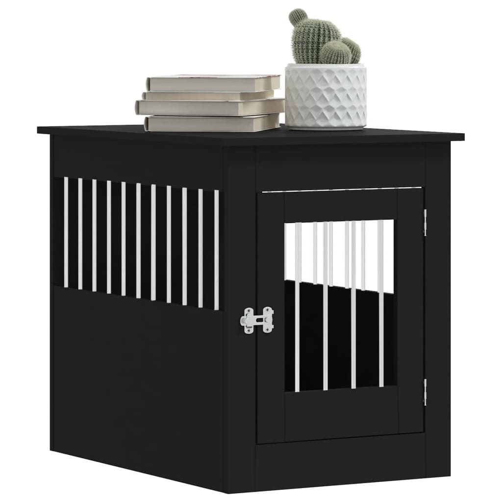 NNEVL Dog Crate Furniture Black 55x80x68 cm Engineered Wood - shop_name pets petsupplys