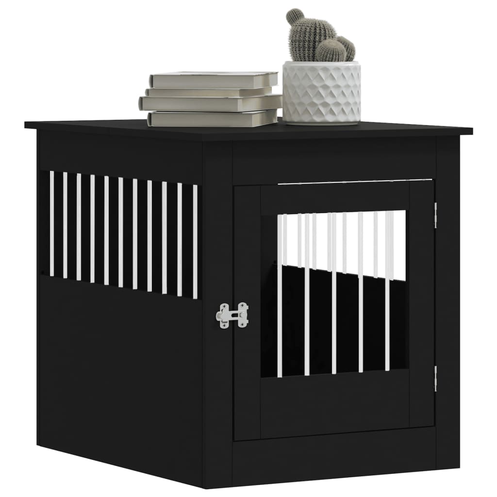 NNEVL Dog Crate Furniture Black 64.5x80x71 cm Engineered Wood - shop_name pets petsupplys
