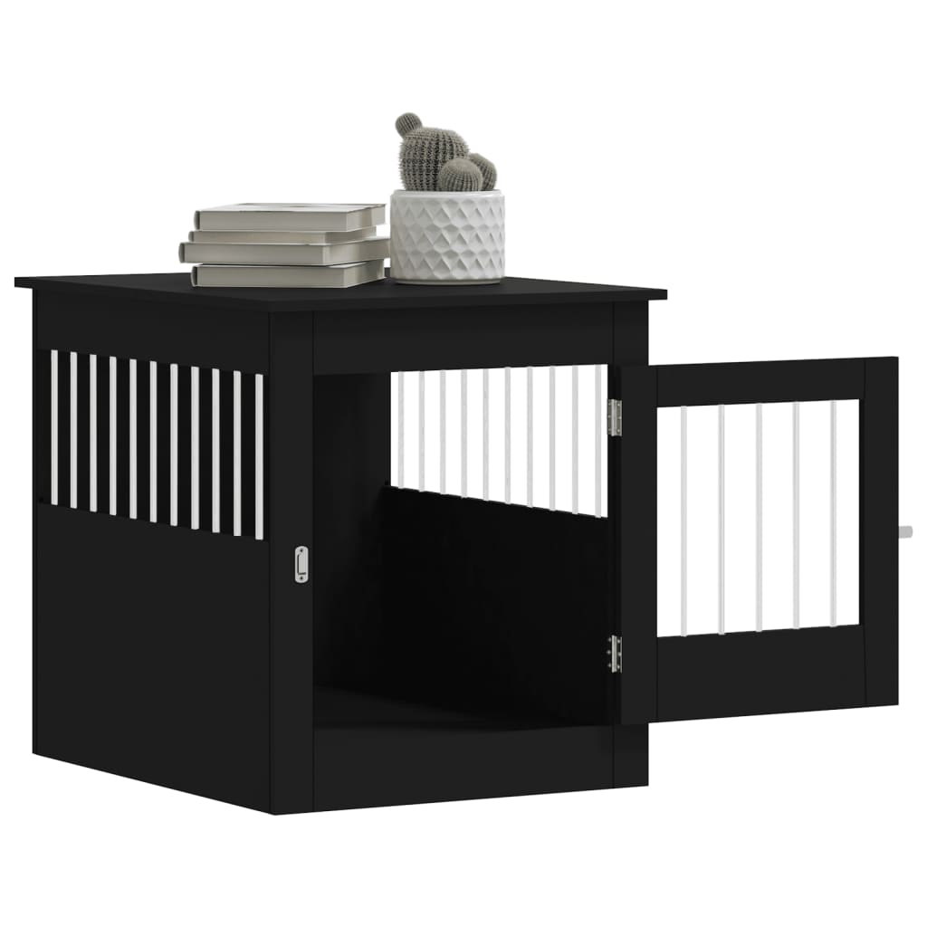 NNEVL Dog Crate Furniture Black 64.5x80x71 cm Engineered Wood - shop_name pets petsupplys