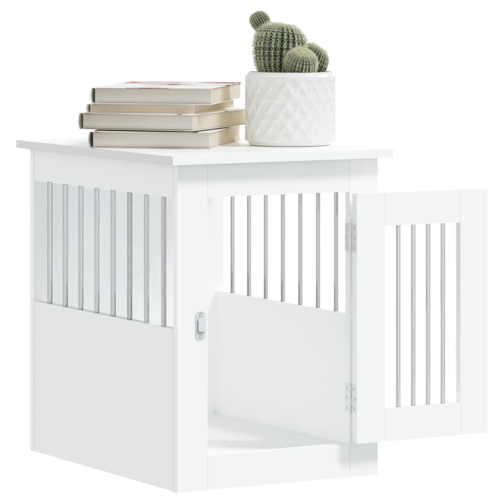 NNEVL Dog Crate Furniture White 45x62x59 cm Engineered Wood - shop_name pets petsupplys