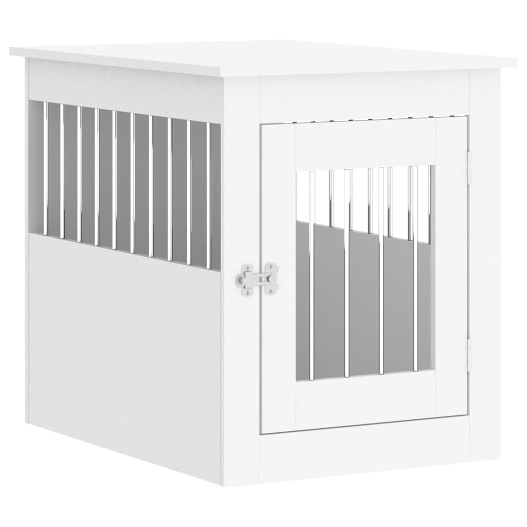 NNEVL Dog Crate Furniture White 55x75x65 cm Engineered Wood - shop_name pets petsupplys