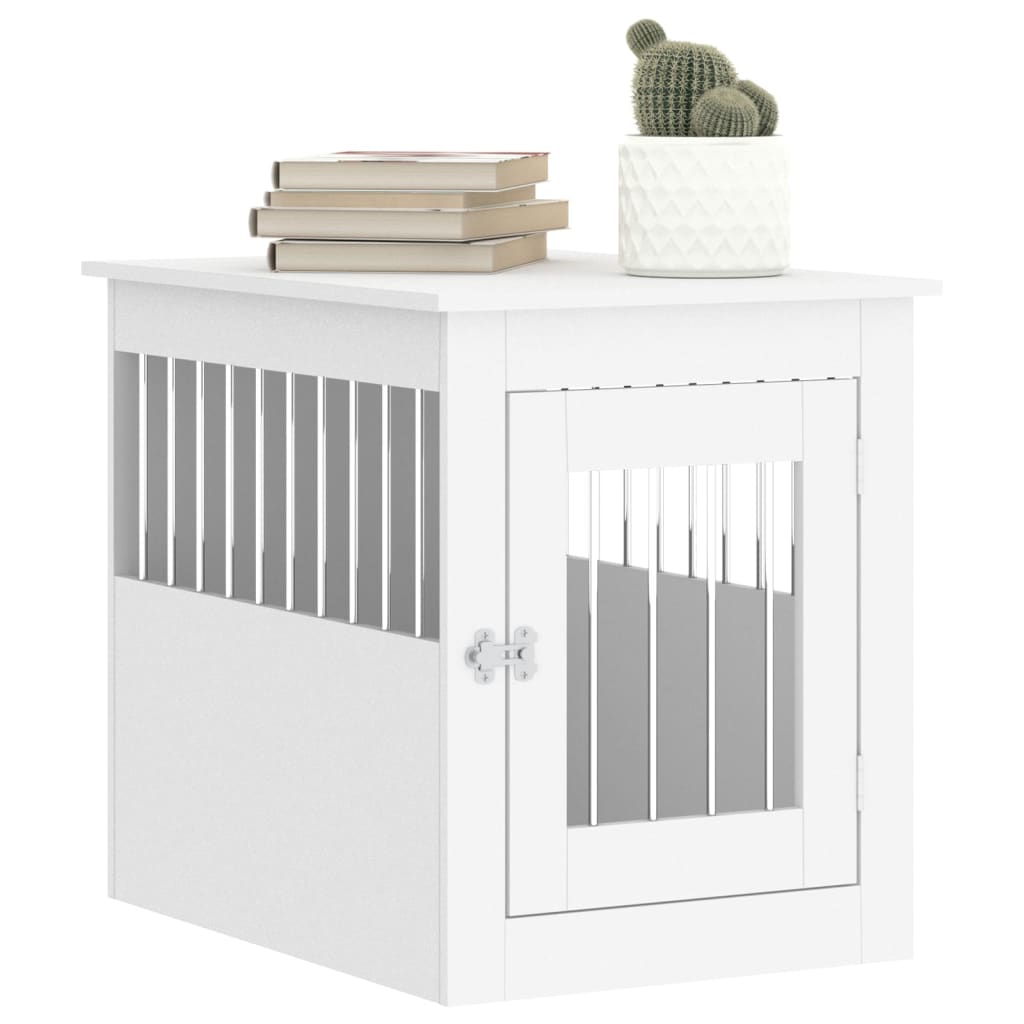 NNEVL Dog Crate Furniture White 55x75x65 cm Engineered Wood - shop_name pets petsupplys