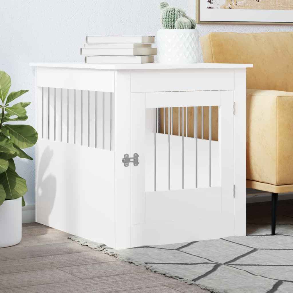 NNEVL Dog Crate Furniture White 64.5x80x71 cm Engineered Wood - shop_name pets petsupplys