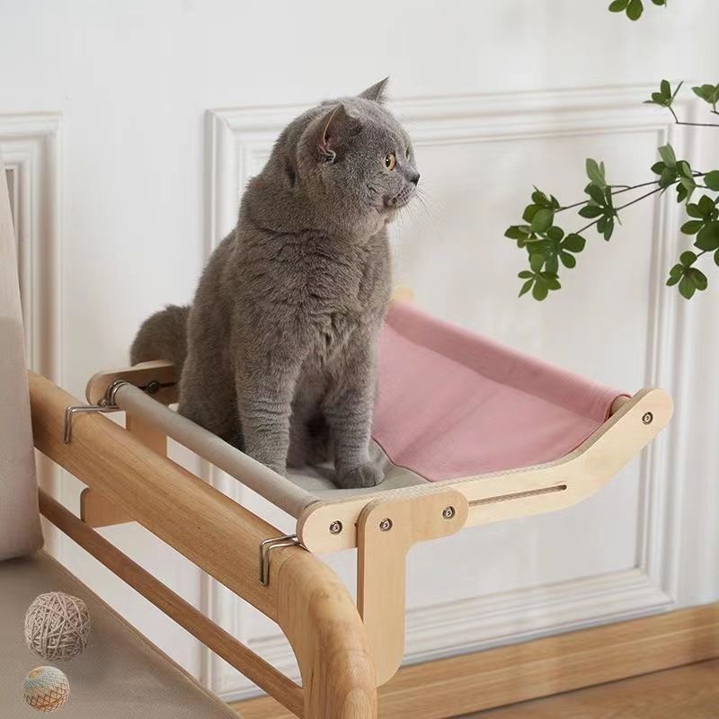 One - Step Cat Bed for Window sill & Bedside;Cat Window Perches ; Sliding Clamping Slot Adjustment Cat Hammock - Spot