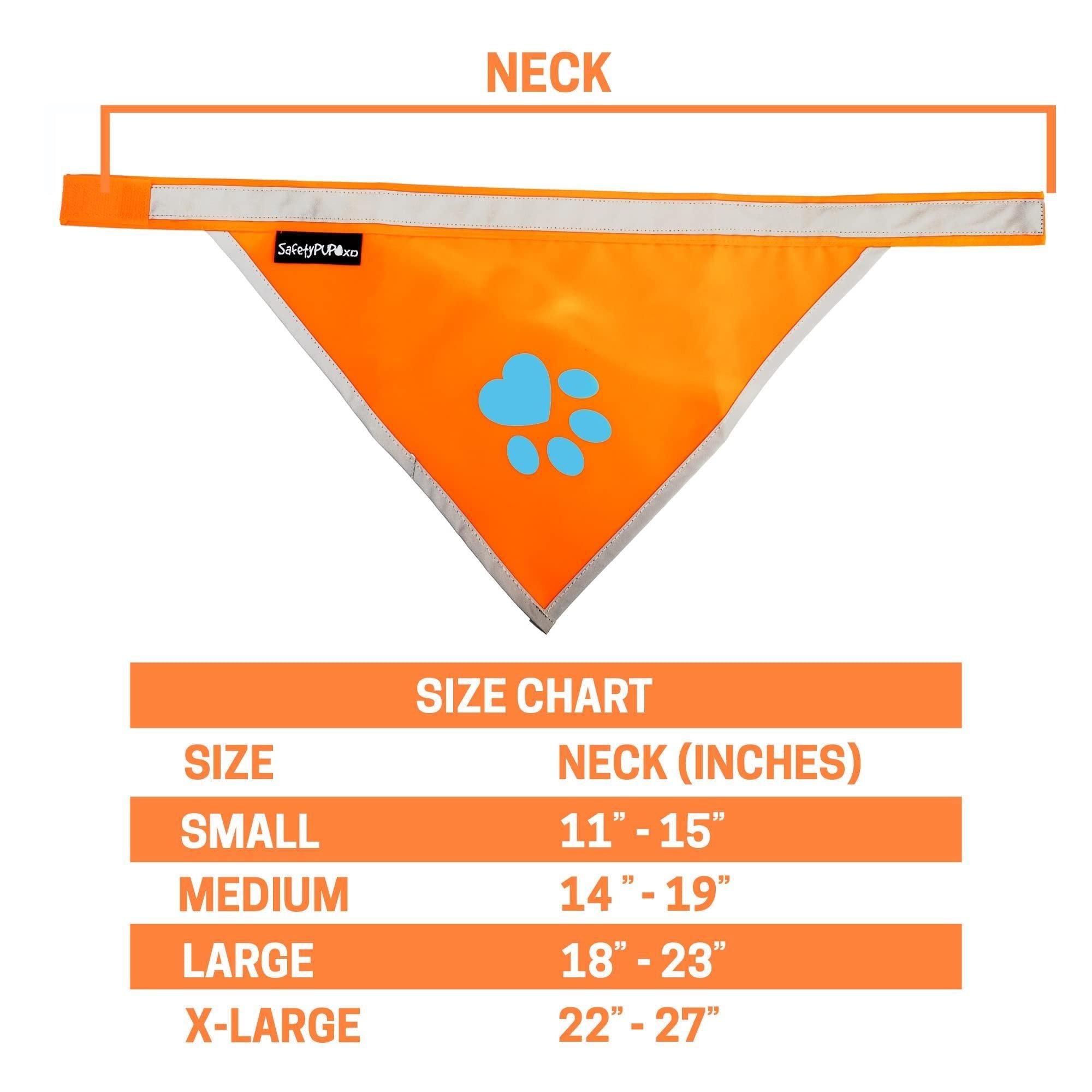 Orange Dog Bandana M Size Hi Visibility Reflective Blaze Orange Bandana for Medium Small Pets Safety Accessories for Walking Camping and Off Leash Exploration - Spot