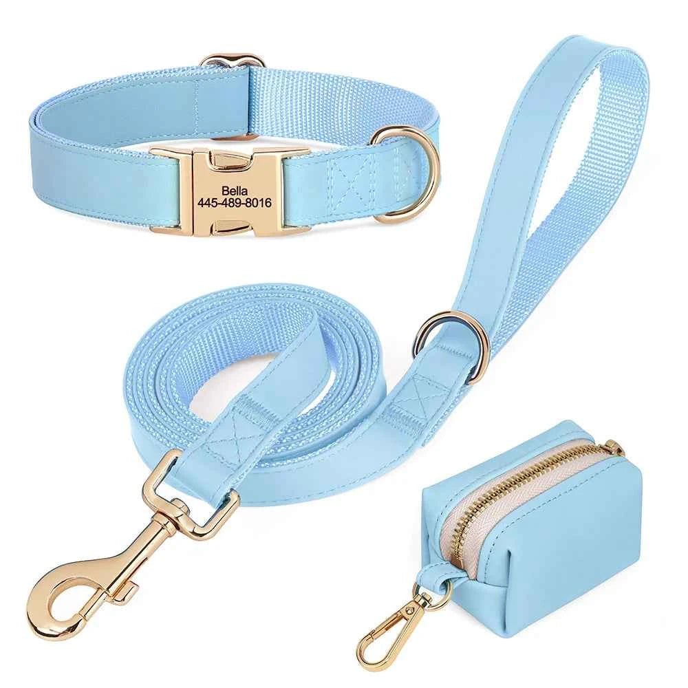 Vibrant Custom Dog Collars & Leash Set - Colorful Pet Necklace with Personalized Leash Bag by Souths Cheap Stuff