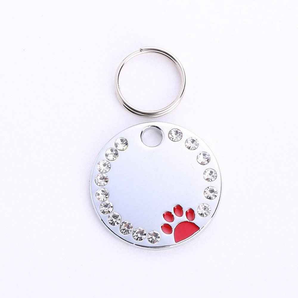 Personalized Round Metal Dog Tag Keychain by Dog Hugs Cat