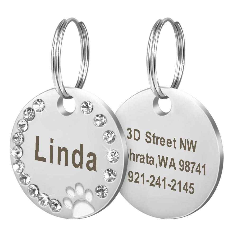 Personalized Round Metal Dog Tag Keychain by Dog Hugs Cat