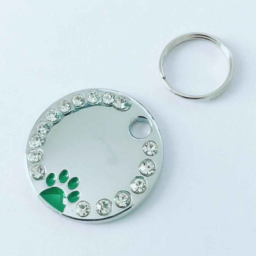 Personalized Round Metal Dog Tag Keychain by Dog Hugs Cat
