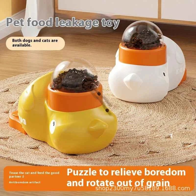 Automatic Pet Feeder with Interactive Cat Toys, Small Yellow Chicken Design by Souths Cheap Stuff