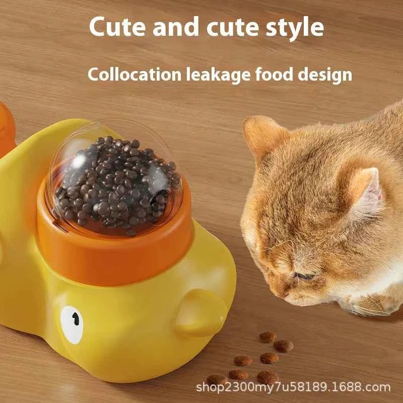 Automatic Pet Feeder with Interactive Cat Toys, Small Yellow Chicken Design by Souths Cheap Stuff