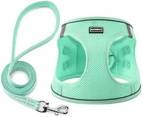 Pet-friendly harness set with adjustable leash, reflective step-in design for dogs & cats. Green XS. by Souths Cheap Stuff