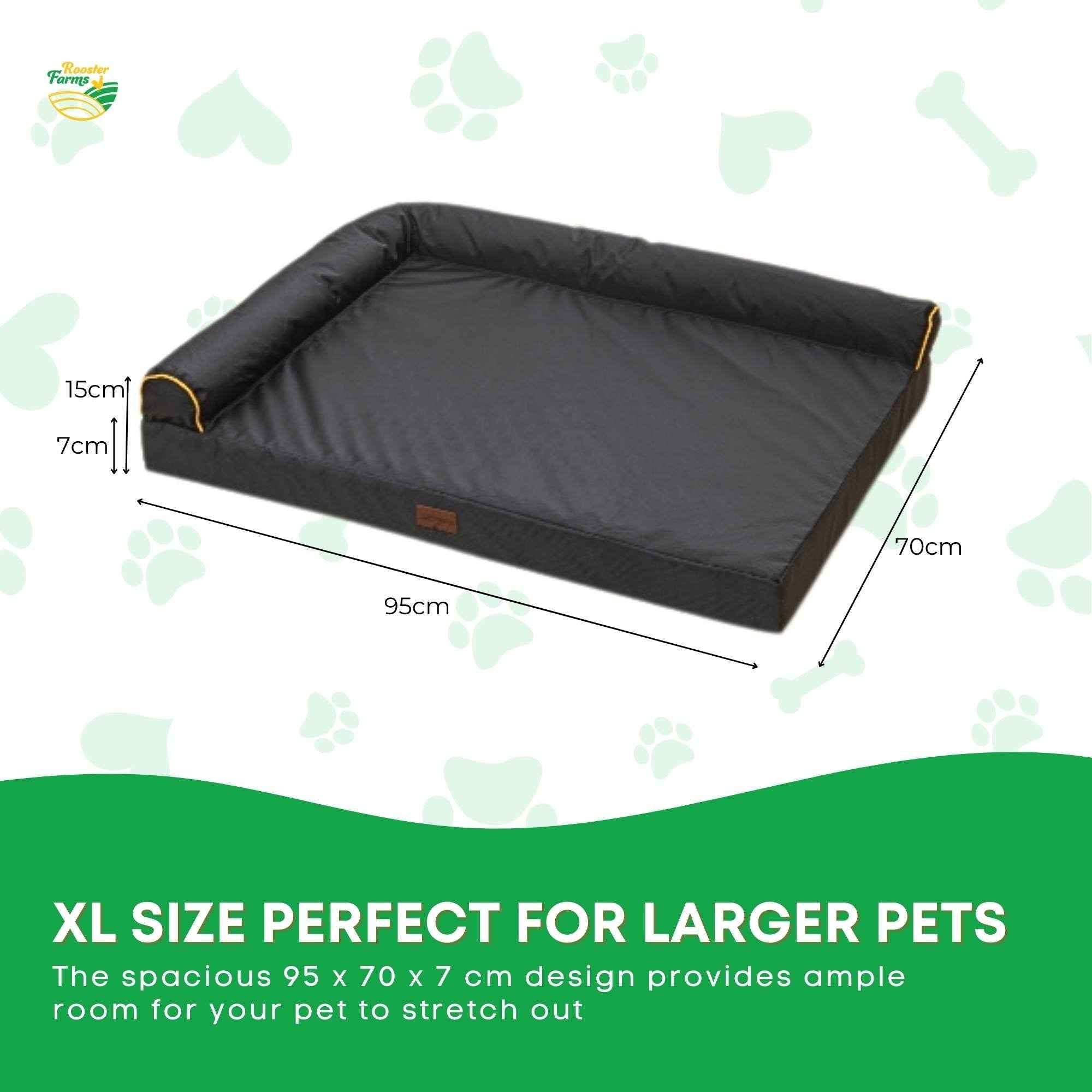 Rooster Farms Supportive Dog Bed XL Grey - Egg Crate Foam Waterproof Mattress - shop_name pets petsupplys