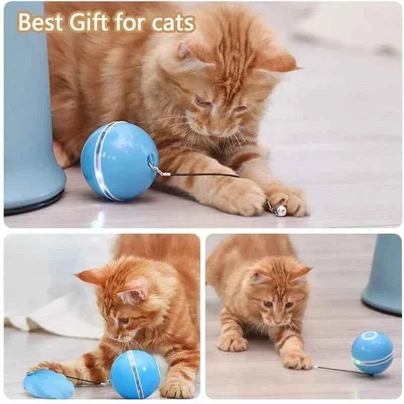 Smart Cat Color LED Feather Bell Toy Ball, Auto Ball Toy, Rotation USB Charging, Pet Accessories by Souths Cheap Stuff