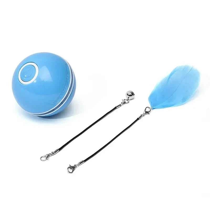 Smart Cat Color LED Feather Bell Toy Ball, Auto Ball Toy, Rotation USB Charging, Pet Accessories by Souths Cheap Stuff