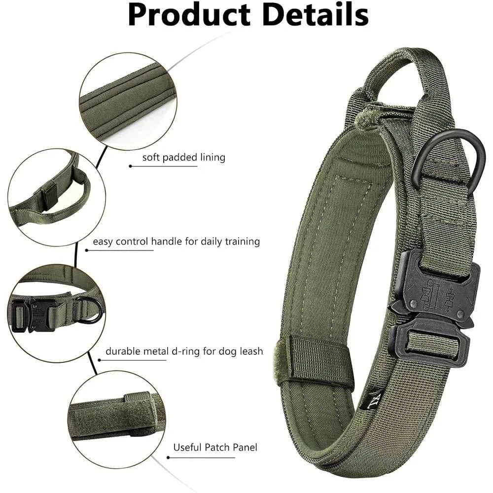Heavy Duty Tactical Dog Collar with Anti-Pull Leash Set by Souths Cheap Stuff