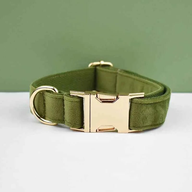 Luxury Velvet Dog Collar Leash Set, Adjustable Gold Leash for Stylish Dogs by Souths Cheap Stuff