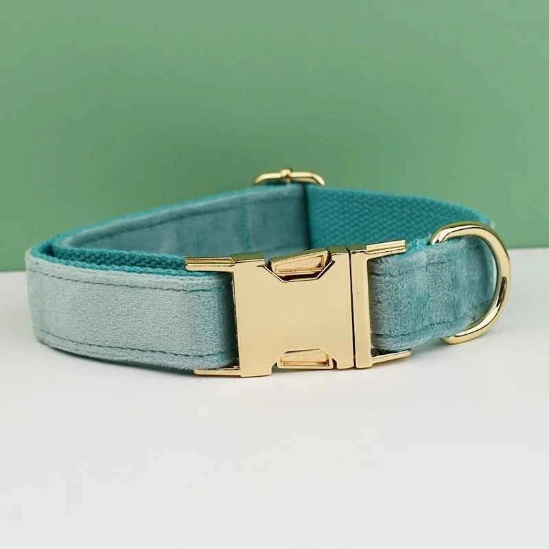 Luxury Velvet Dog Collar Leash Set, Adjustable Gold Leash for Stylish Dogs by Souths Cheap Stuff