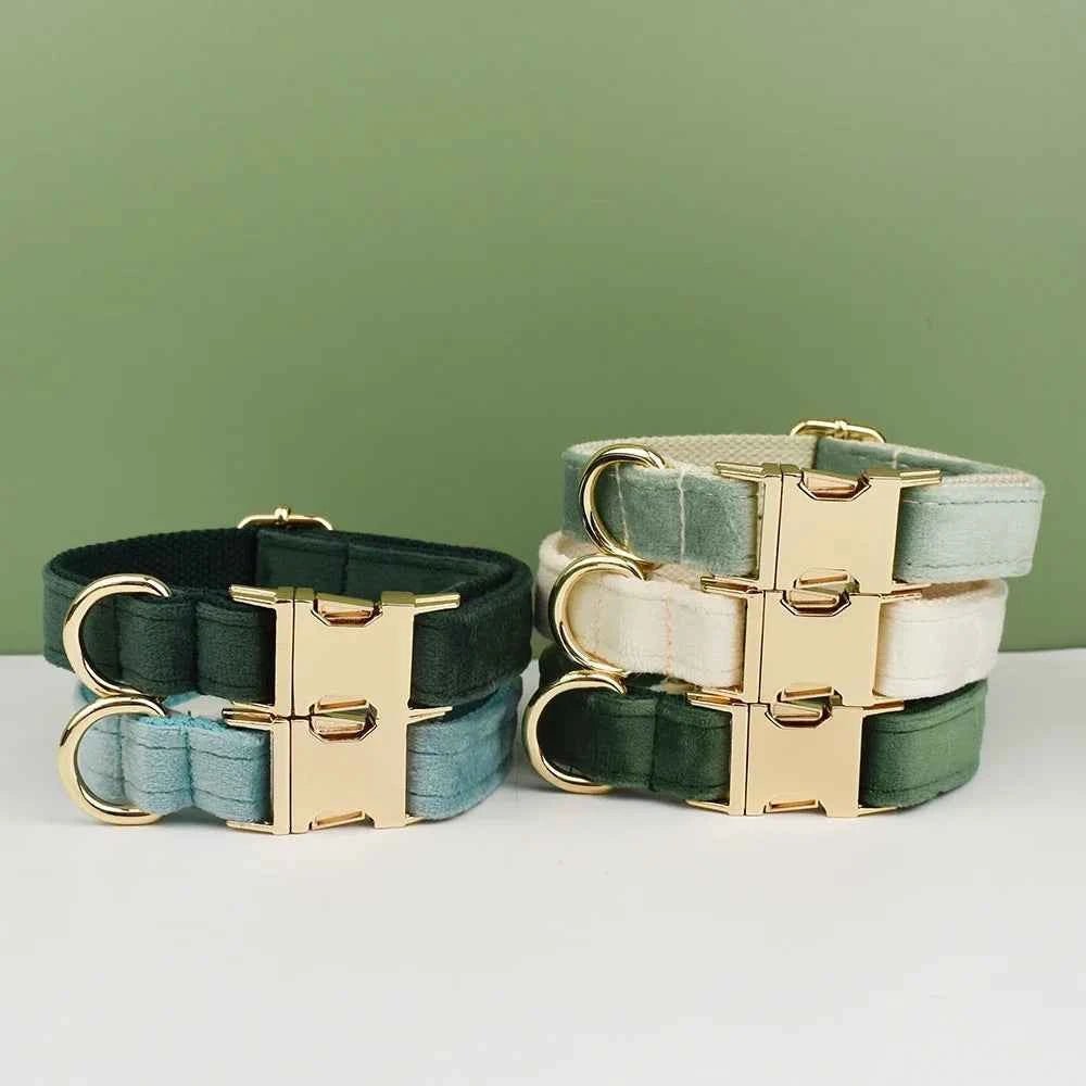 Luxury Velvet Dog Collar Leash Set, Adjustable Gold Leash for Stylish Dogs by Souths Cheap Stuff
