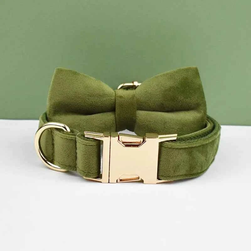 Luxury Velvet Dog Collar Leash Set, Adjustable Gold Leash for Stylish Dogs by Souths Cheap Stuff