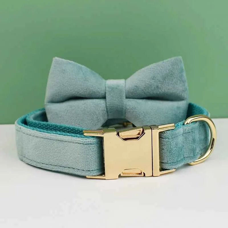 Luxury Velvet Dog Collar Leash Set, Adjustable Gold Leash for Stylish Dogs by Souths Cheap Stuff