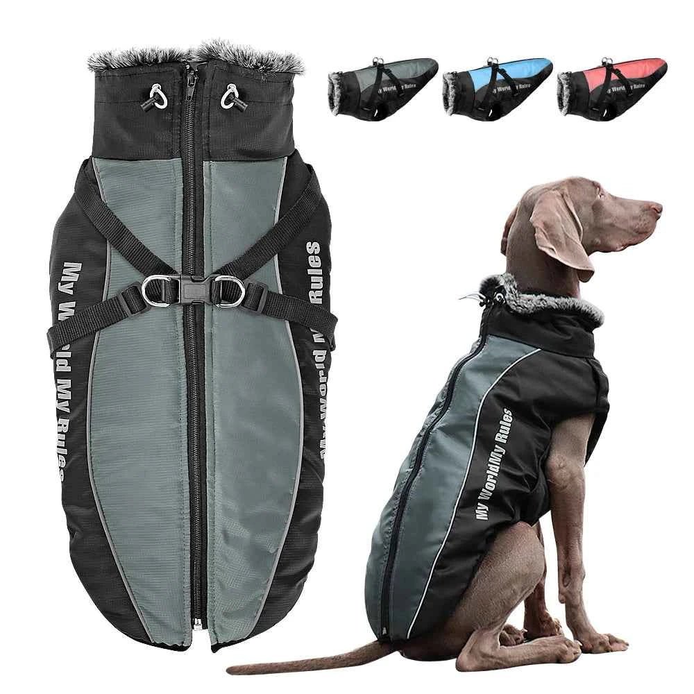 Waterproof Dog Jacket with Built-In Harness for Big Dogs by Souths Cheap Stuff
