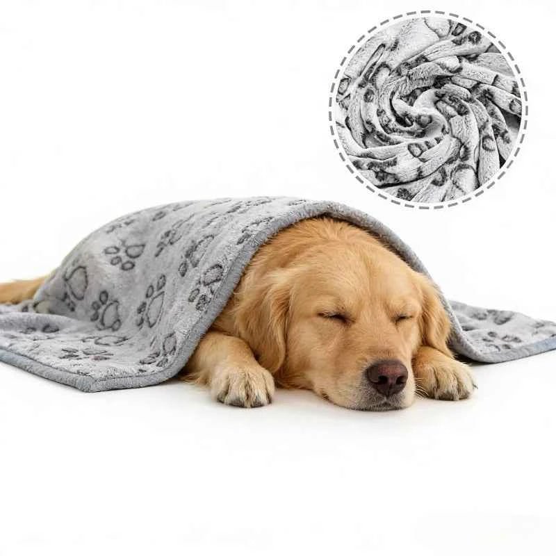 Embossed Paw Print Flannel Pet Blanket for Winter Dog Bed, Soft Cozy Throw Mat by Souths Cheap Stuff